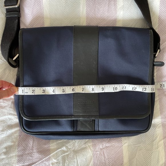 Navy Canvas/Black Leather COACH Messenger Bag - good condition - Picture 8 of 9